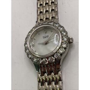 Burgi Womens Rhinestone Mop Dial Watch New Battery